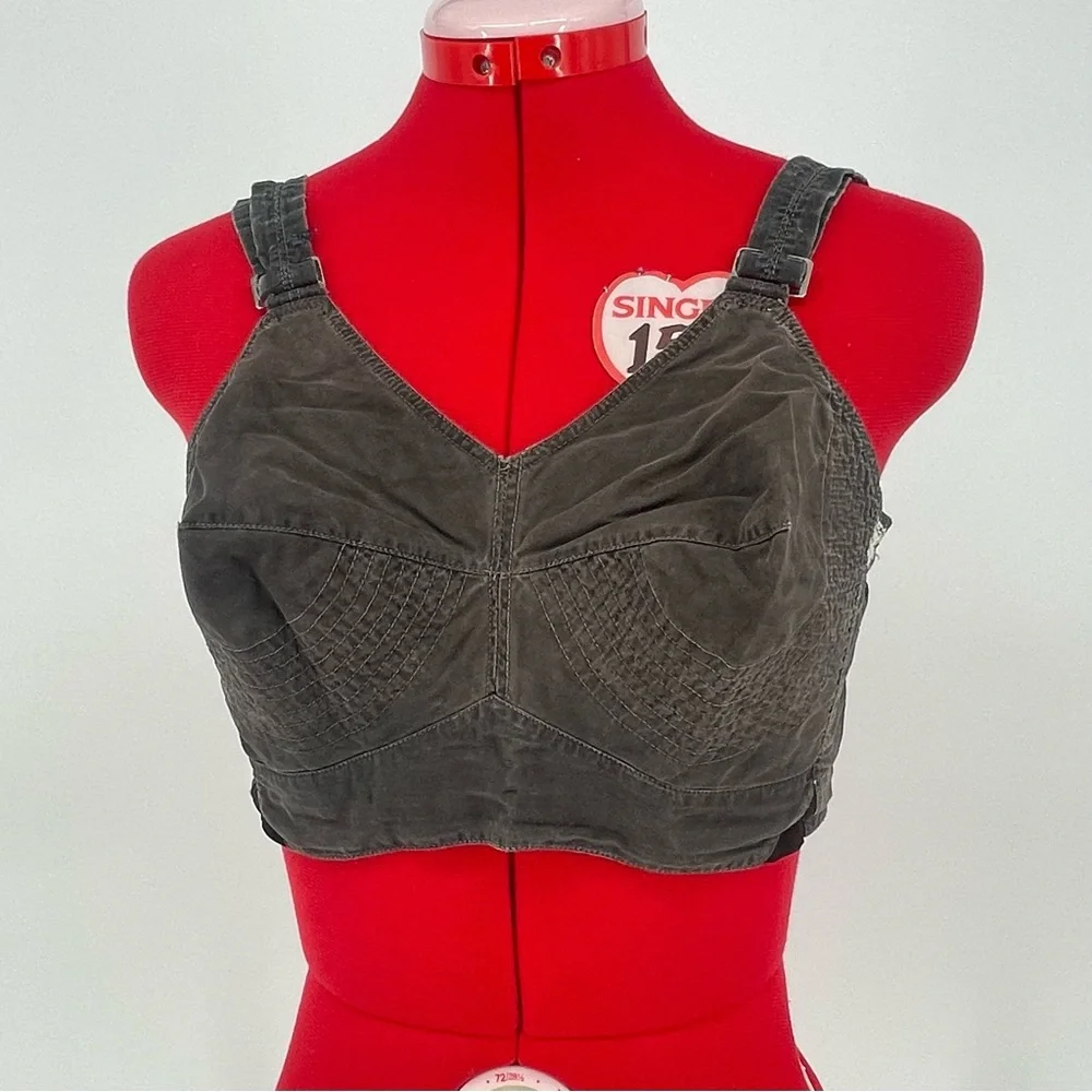 Vintage Exquisite Form Washed Black Cotton Authentic Bullet Bra / Size 34D - Picture 3 of 12